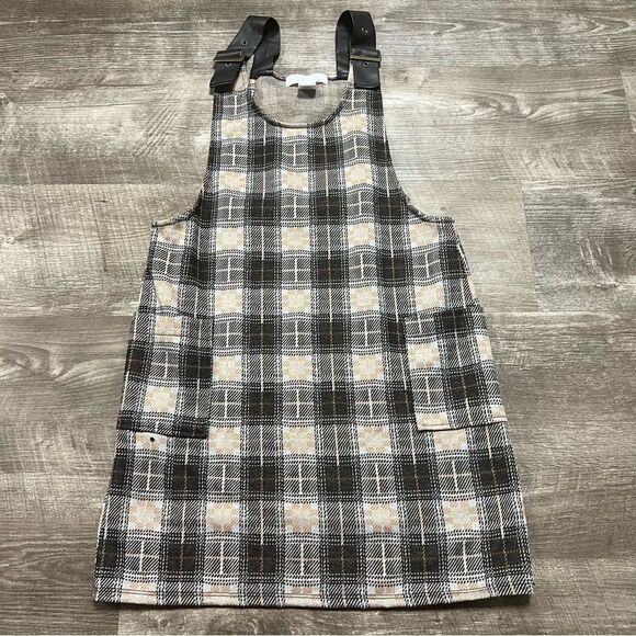 Planet Gold Plaid Overall Mini Dress Size Small - Picture 1 of 6